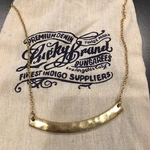 Lucky Brand Gold Tone Hammered Bar Necklace